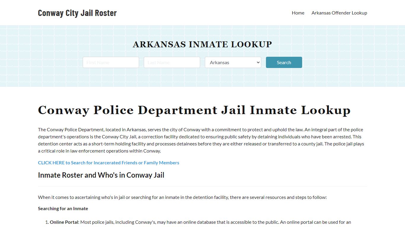 Conway Police Department & City Jail, AR Inmate Roster, Arrests, Mugshots